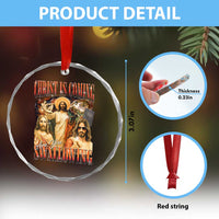 Christ Is Coming Are You Swallowing Crystal Glass Ornament Funny Offensive Jesus Christian - Wonder Print Shop