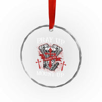 Christian Biker Crystal Glass Ornament Pray Up Before You Mount Up Faith TS02