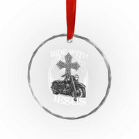 Christian Biker Crystal Glass Ornament Ride With Jesus Religious Faith Motorcycle Rider TS11