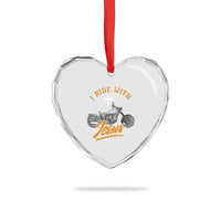 Christian Biker Heart Crystal Glass Ornament I Ride With Jesus Faith Motorcycle - Wonder Print Shop