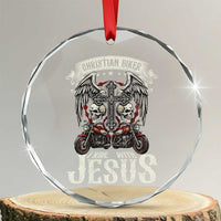 Christian Biker I Ride With Jesus Crystal Glass Ornament Religious Faith Motorcycle Rider Skull - Wonder Print Shop