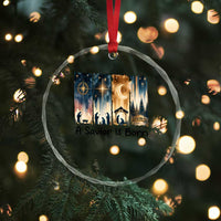 Christian Christmas Crystal Glass Ornament A Savior Is Born Jesus Nativity Scene TS11