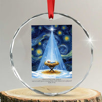 Christian Christmas Crystal Glass Ornament Nativity Scene Jeus Baby Starry Night Xmas - Wonder Print Shop