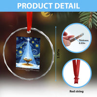 Christian Christmas Crystal Glass Ornament Nativity Scene Jeus Baby Starry Night Xmas TS14