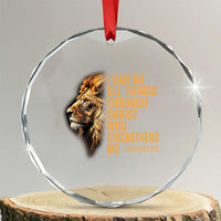 Christian Faith Crystal Glass Ornament Philippians 4:13 Religious Lion Strengthens TS02