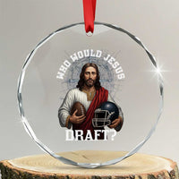 Christian Football Gift Crystal Glass Ornament Who Would Jesus Draft TS12