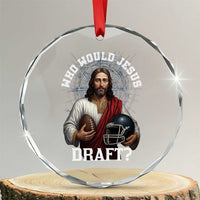Christian Football Gift Crystal Glass Ornament Who Would Jesus Draft - Wonder Print Shop