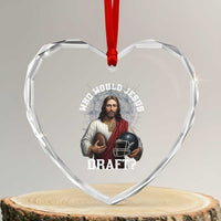 Christian Football Gift Heart Crystal Glass Ornament Who Would Jesus Draft - Wonder Print Shop