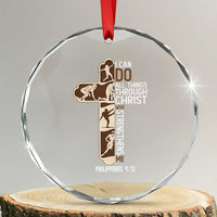 Christian Football Player Gift Crystal Glass Ornament God Gives Me Strength TS12