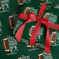 Christian Football Wrapping Paper Roll I Can Do All Things Through Christ Bible Verse - Wonder Print Shop