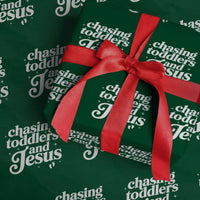 Christian Mom Wrapping Paper Roll Chasing Jesus And Toddlers