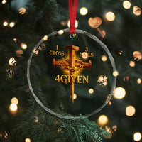 Christian One Cross Three Nails Four Given Crystal Glass Ornament Jesus God