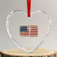 Christian USA Flag Heart Crystal Glass Ornament American Christ Faith Cross Patriotic In God We Trust