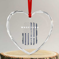 Christian Wrestling Heart Crystal Glass Ornament Wrestler Faith Strength US USA Flag Christ Cross