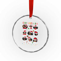 Christian Xmas Crystal Glass Ornament God Says I Am African American Women Scriptures Affirmations TS10