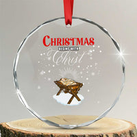 Christmas Begins With Christ Crystal Glass Ornament Christian Christmas Jesus God - Wonder Print Shop
