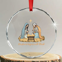 Christmas Begins With Christ Crystal Glass Ornament Christian Xmas Nativity Scene TS11