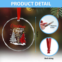 Christmas Begins With Christ Crystal Glass Ornament Leopard Cross Plaid Xmas Tree TS11