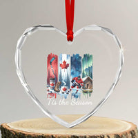 Christmas Canada Ice Hockey Lover Heart Crystal Glass Ornament Tis The Season - Wonder Print Shop