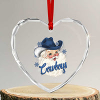Christmas Cowboys Fan Heart Crystal Glass Ornament Funny Xmas American Football Blue Santa - Wonder Print Shop