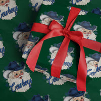 Christmas Cowboys Fan Wrapping Paper Roll Funny Xmas American Football Blue Santa - Wonder Print Shop