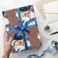 Christmas Cowboys Fan Wrapping Paper Roll Funny Xmas American Football Blue Santa - Wonder Print Shop