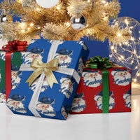 Christmas Cowboys Fan Wrapping Paper Roll Funny Xmas American Football Blue Santa - Wonder Print Shop