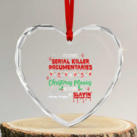 Christmas Criminal Podcast Lover Heart Crystal Glass Ornament It's Either Serial Killer Documentaries Or Christmas Movie - Wonder Print Shop