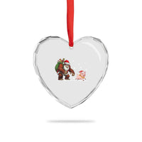 Christmas Cryptid Farm Life Gift Heart Crystal Glass Ornament Funny Bigfoot Chasing Pig - Wonder Print Shop