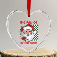 Christmas Cute Santa Big Fan Of Human Rights Gift Heart Crystal Glass Ornament - Wonder Print Shop