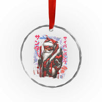 Christmas Cyberpunk Santa Crystal Glass Ornament Japanese Xmas Techwear Manga Anime - Wonder Print Shop