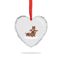 Christmas Dachshund Heart Crystal Glass Ornament Funny Weiner Santa Hat Xmas Dog Puppy Lover - Wonder Print Shop
