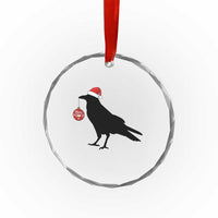 Christmas F Caw F Crystal Glass Ornament Funny Black Crow Merry Xmas - Wonder Print Shop