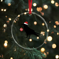 Christmas F Caw F Crystal Glass Ornament Funny Black Crow Merry Xmas - Wonder Print Shop