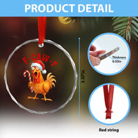 Christmas F Caw F Crystal Glass Ornament Funny Chicken Meme - Wonder Print Shop