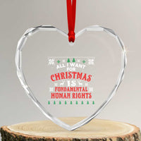 Christmas Gift For Fundamental Human Rights Supporters Heart Crystal Glass Ornament - Wonder Print Shop