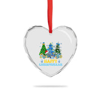 Christmas Hanukkah Heart Crystal Glass Ornament Merry Christmukkah Jewish Christmas Trees Chanukah - Wonder Print Shop