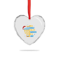 Christmas Hanukkah Interfaith Family Gift Heart Crystal Glass Ornament In A World Full Of Darkness Be A Light - Wonder Print Shop
