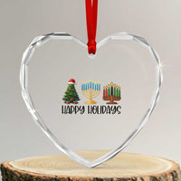 Christmas Hanukkah Kwanzaa Celebration Gift Heart Crystal Glass Ornament Happy Holidays - Wonder Print Shop