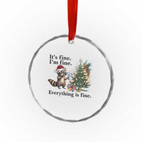 Christmas Hanukkah Racoon Crystal Glass Ornament Funny Its Fine I Am Fine Everything Is Fine - Wonder Print Shop