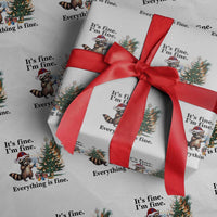 Christmas Hanukkah Racoon Wrapping Paper Roll Funny Its Fine I Am Fine Everything Is Fine - Wonder Print Shop