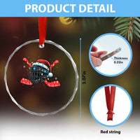 Christmas Ice Hockey Helmet Santa Crystal Glass Ornament Funny Xmas Gift - Wonder Print Shop