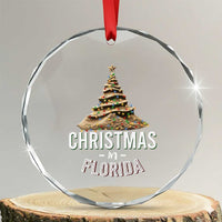 Christmas In Florida Crystal Glass Ornament Sand Xmas Tree Lights Family Vacation TS02