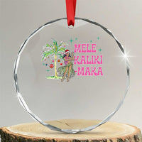 Christmas In Hawaii Crystal Glass Ornament Mele Kalikimaka Hula Girls Palm Tree - Wonder Print Shop