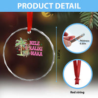 Christmas In Hawaii Crystal Glass Ornament Mele Kalikimaka Hula Girls Palm Tree - Wonder Print Shop