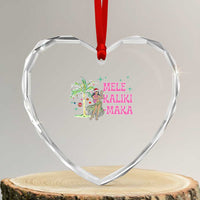 Christmas In Hawaii Heart Crystal Glass Ornament Mele Kalikimaka Hula Girls Palm Tree - Wonder Print Shop