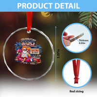 Christmas In July 250 Years 1776 2026 Patriotic Santa Flamingo Float Summer Xmas Crystal Glass Ornament