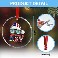 Christmas In July Crystal Glass Ornament Patriotic USA Sunglasses Graphic