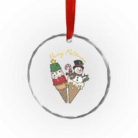 Christmas In July Ice Cream Snowman Graphic Crystal Glass Ornament Merry Meltmas