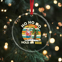 Christmas In July Santa Ho Ho Hold My Beer Crystal Glass Ornament Summer Beach Hawaii Santa USA Flag TS10